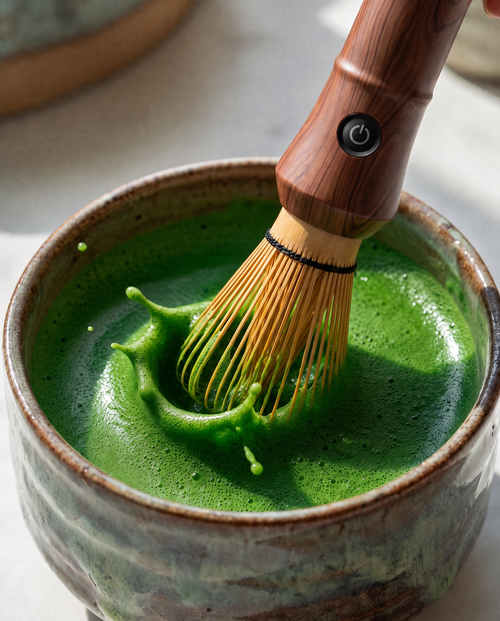 Auto whisk frothing matcha